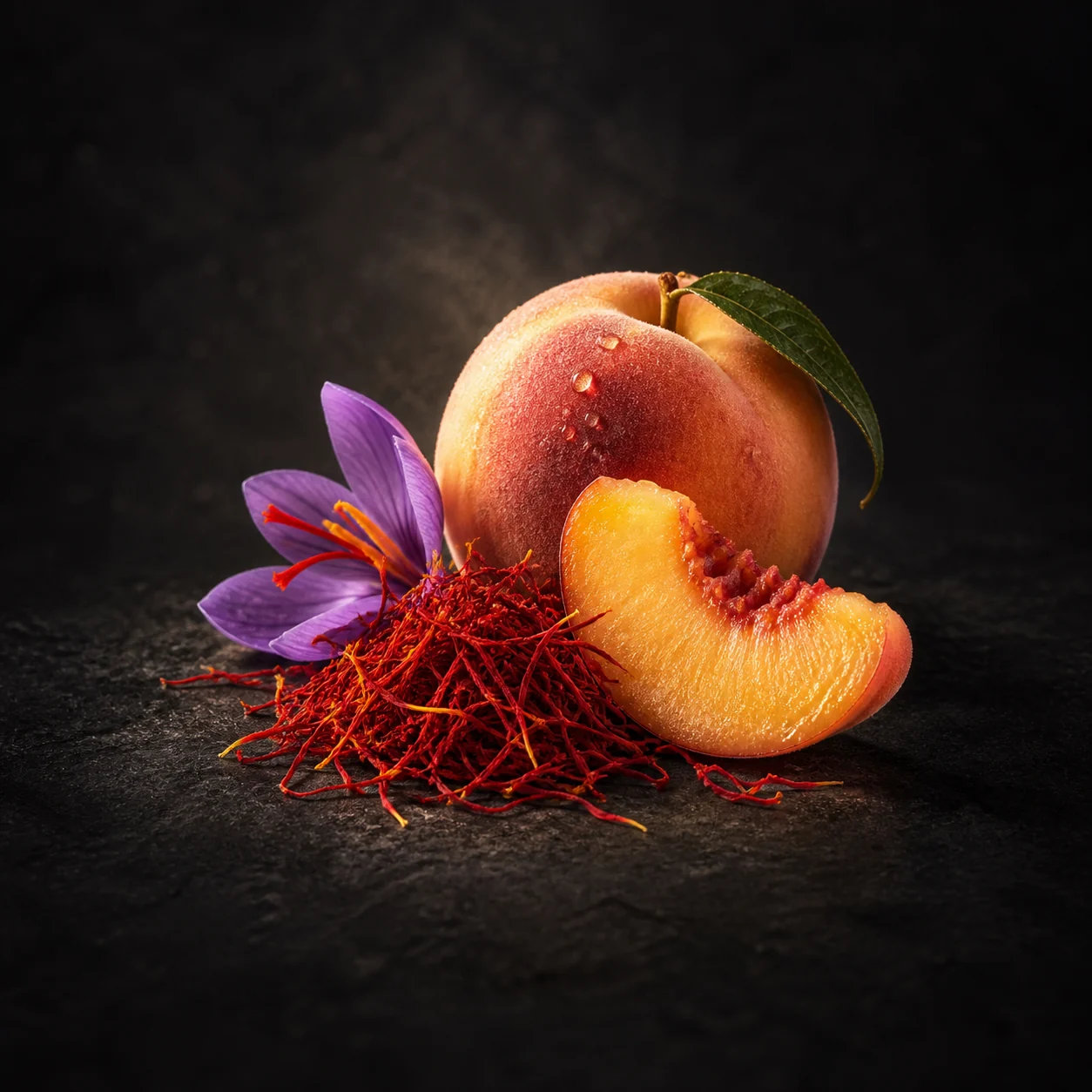 Top fragrance notes for Haadi Desert Doux: Exotic saffron and succulent peach