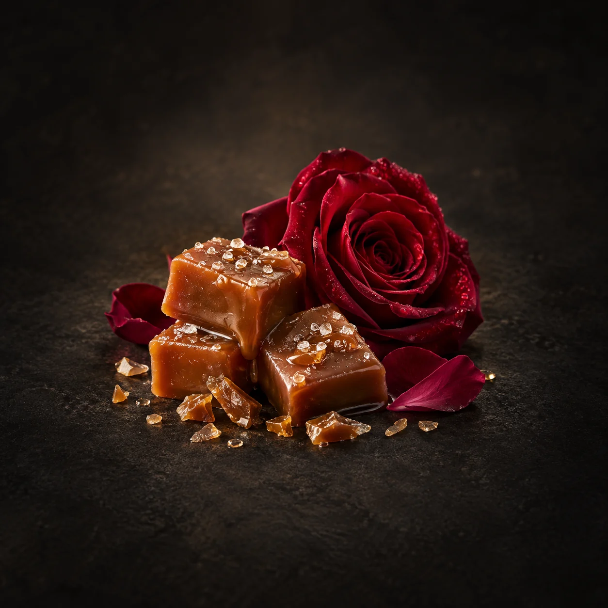 Heart fragrance notes for Haadi Dynasty Prive: Decadent toffee and rose
