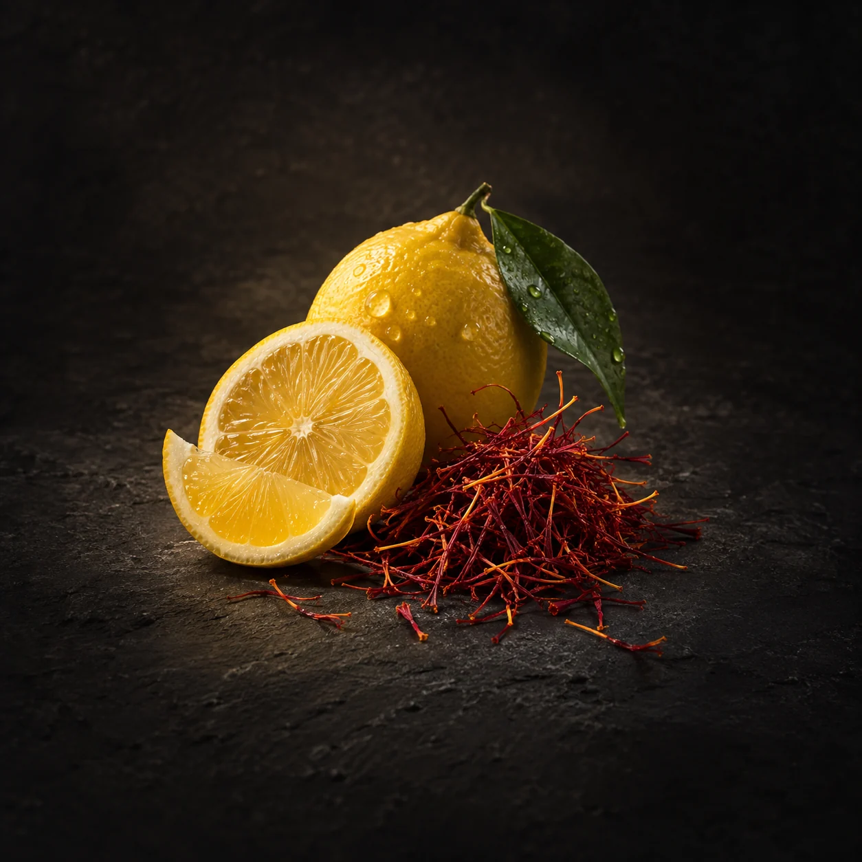 Top fragrance notes for Haadi Oud Euron: Vibrant lemon and saffron