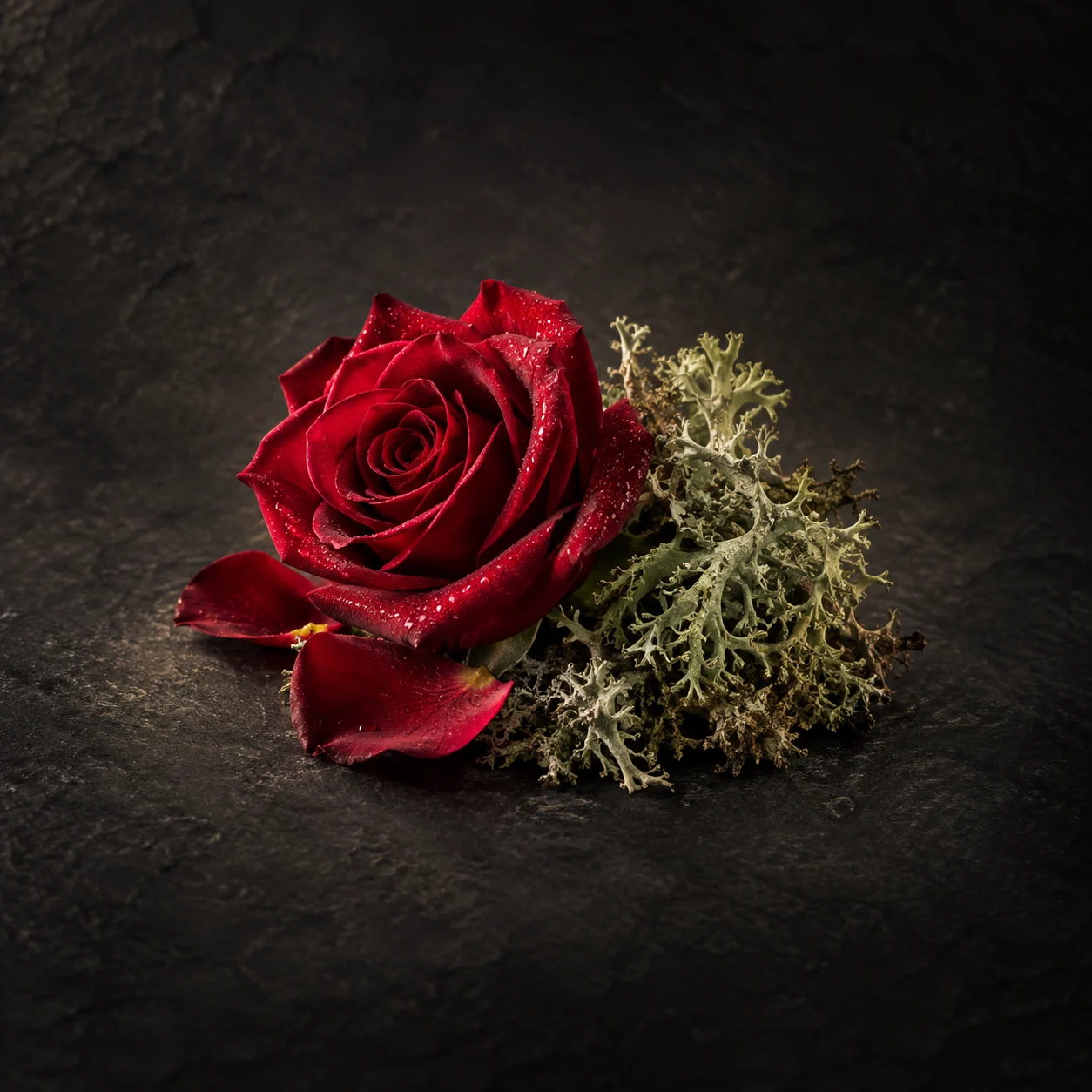 Heart fragrance notes for Haadi Oud Kadife Royale: Velvety rose and earthy oakmoss