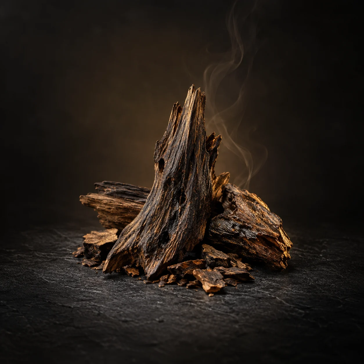 Base fragrance notes for Haadi Oud Saraye: Raw, smoky agarwood