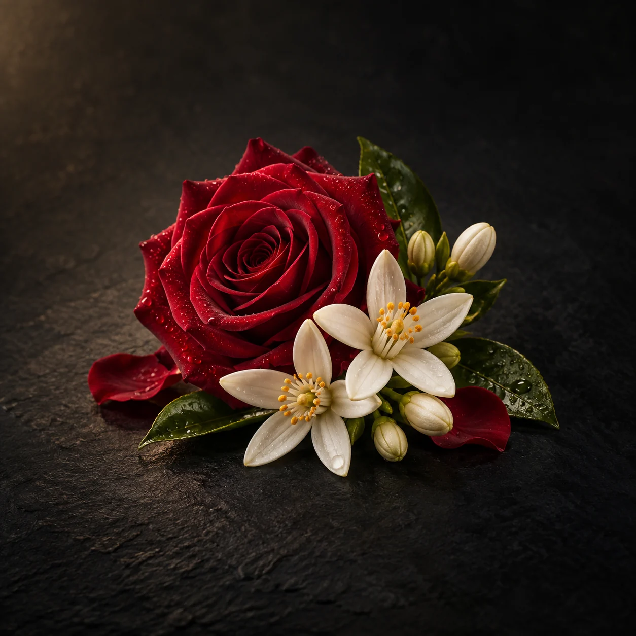 Heart fragrance notes for Haadi Oud Takht: Rich rose and orange blossom