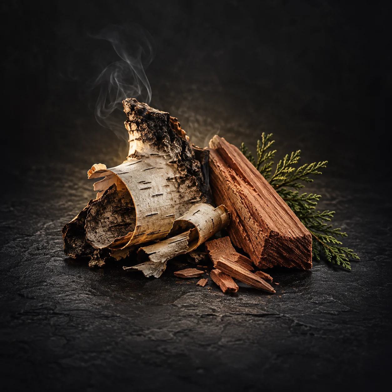 Base fragrance notes for Haadi The Brave: Smoky birch and cedarwood