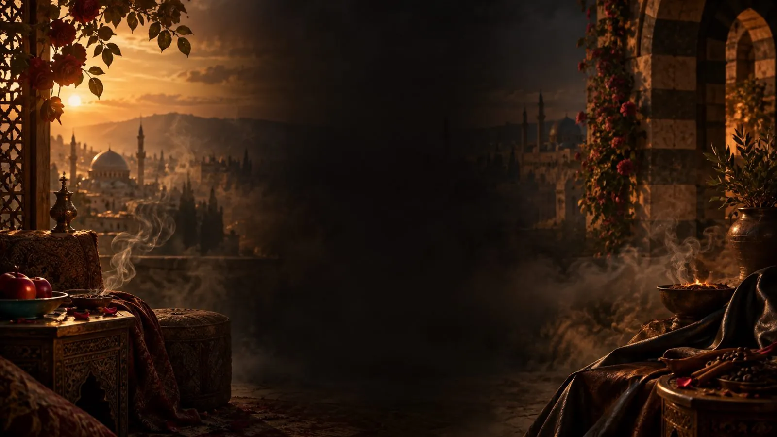 Atmospheric fragrance story artwork for Haadi Cafe Damishk