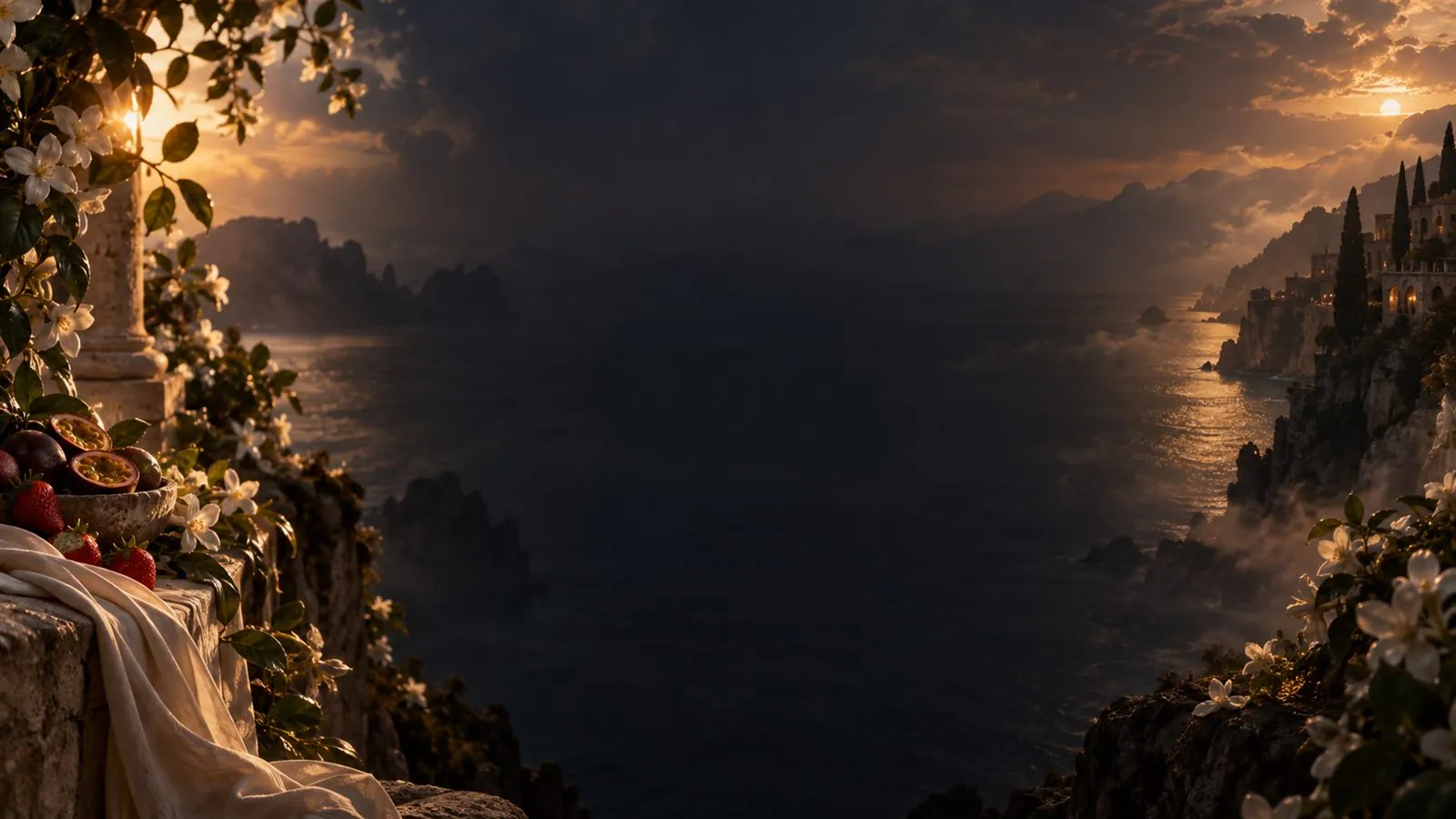 Atmospheric fragrance story artwork for Haadi White Sky