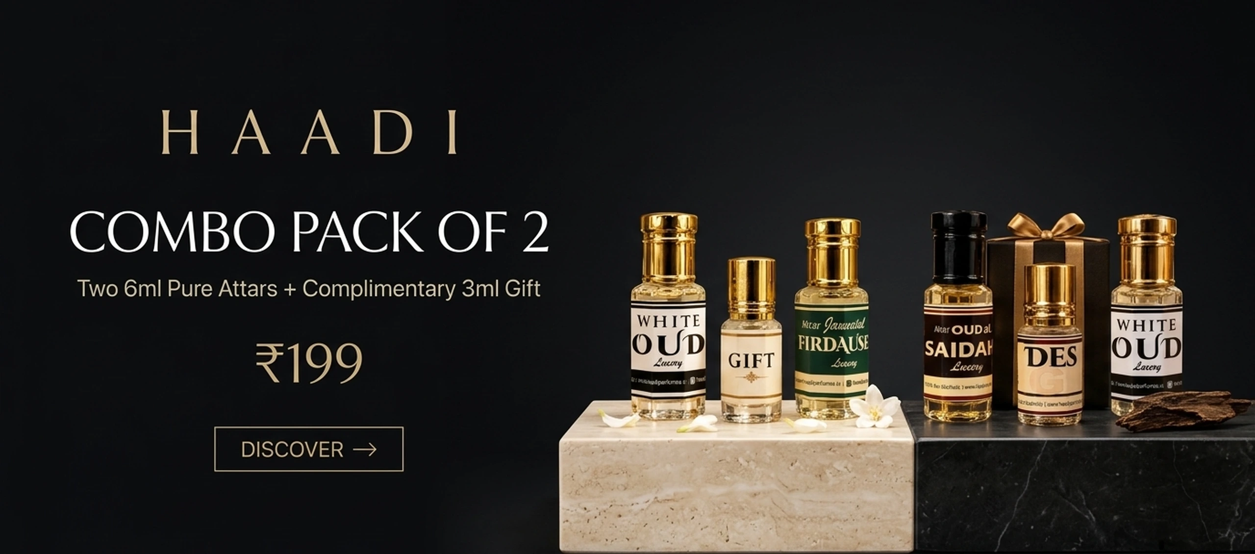 Combo Pack of 2 - Buy 2 Attars + Get Free 3ml Gift - Haadi Perfumes