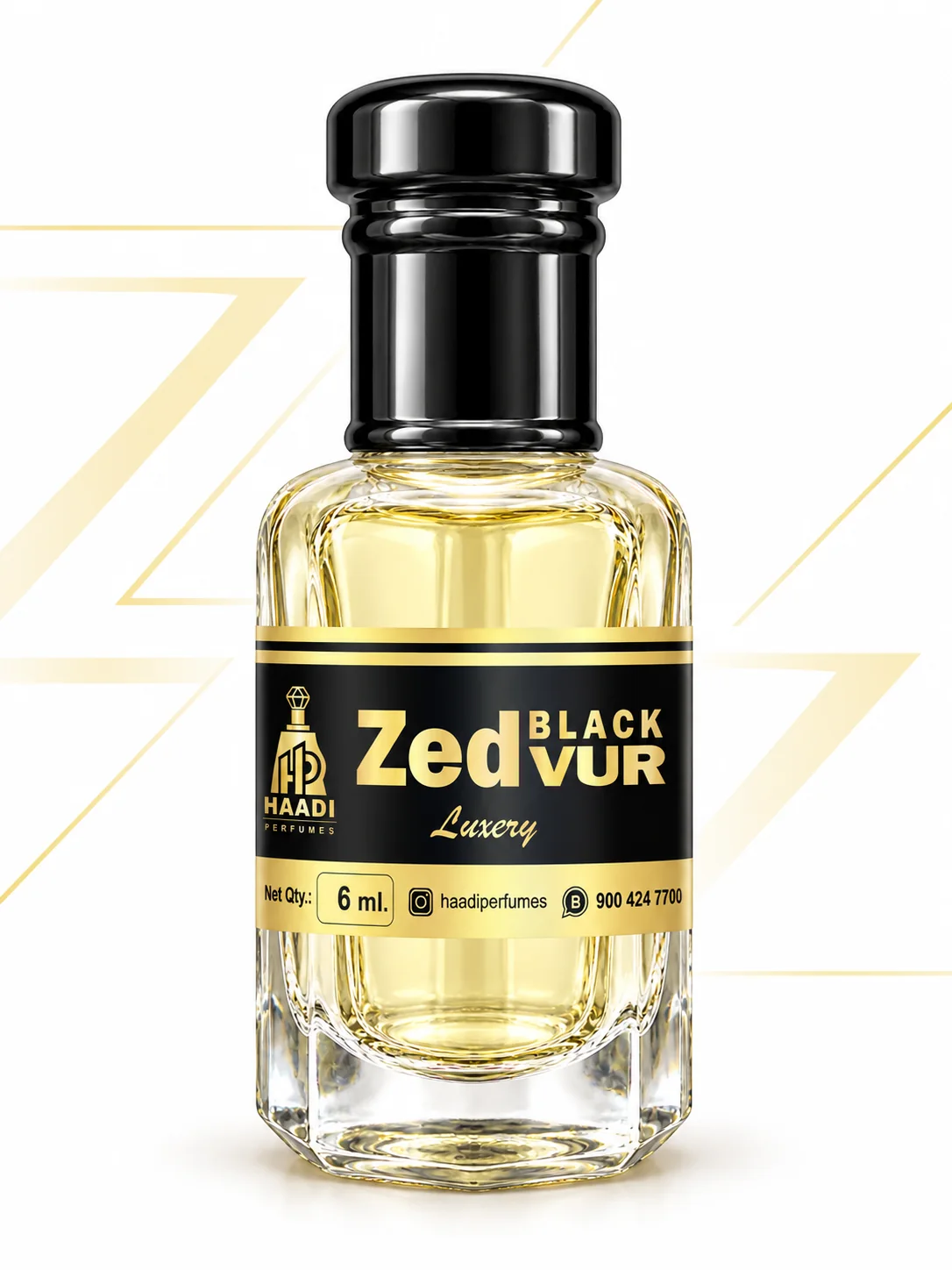 Haadi ZedVur Black 6 ml attar bottle