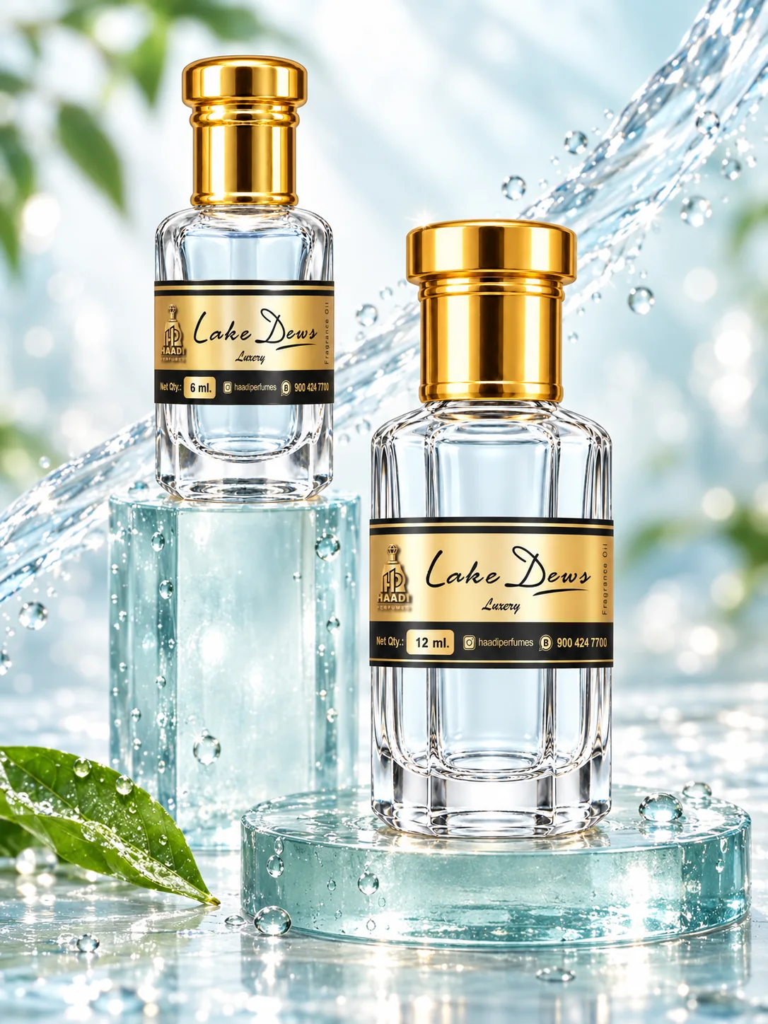 Haadi Lake Dews 6 ml and 12 ml attar bottle set