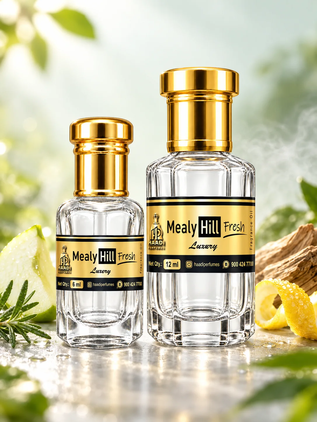 Haadi Mealy Hill So Fresh 6 ml and 12 ml attar bottle set