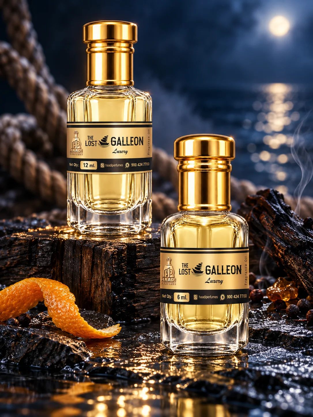Haadi The Lost Galleon 6 ml and 12 ml attar bottle set