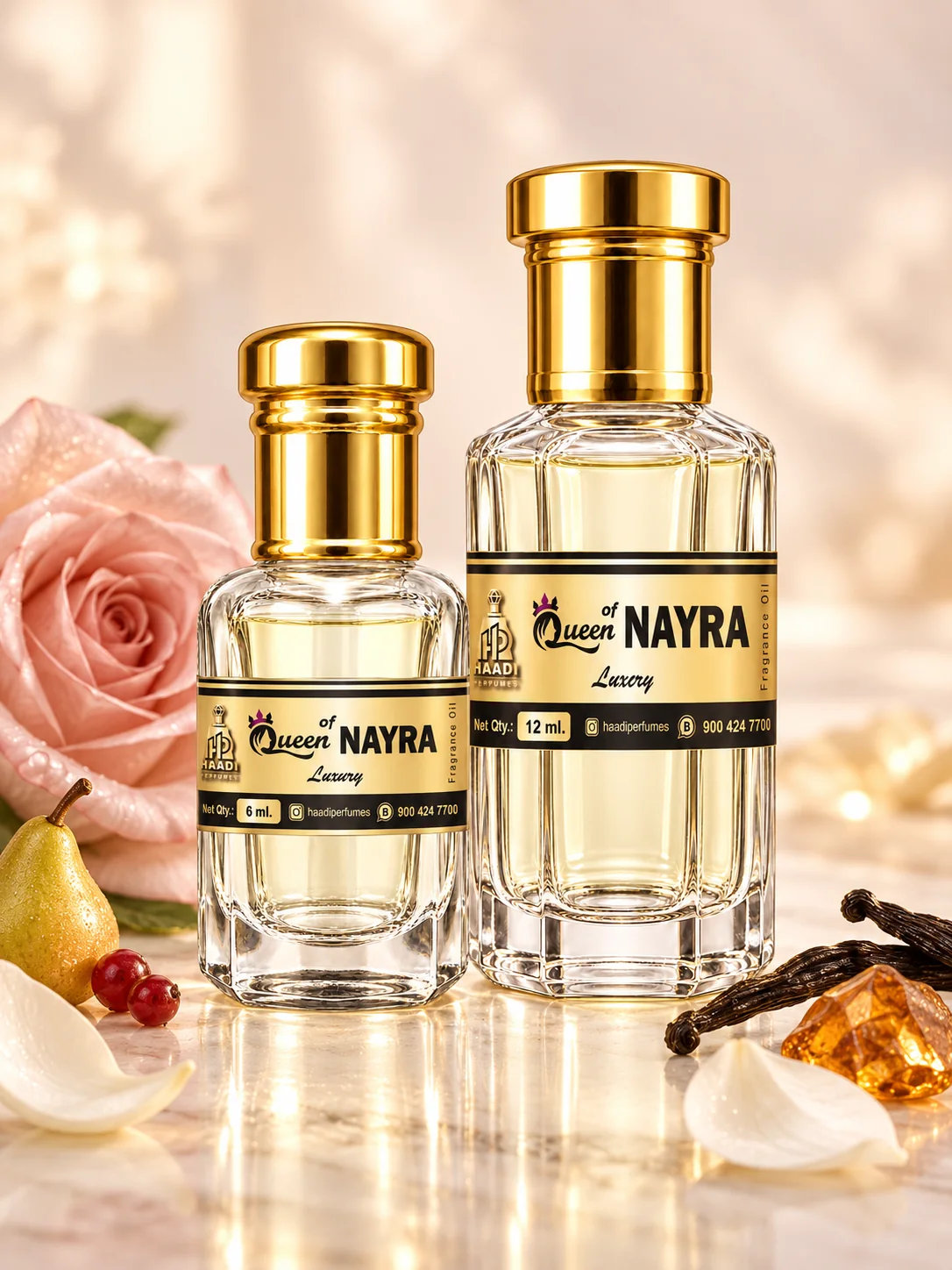 Haadi The Queen of Nayra 6 ml and 12 ml attar bottle set